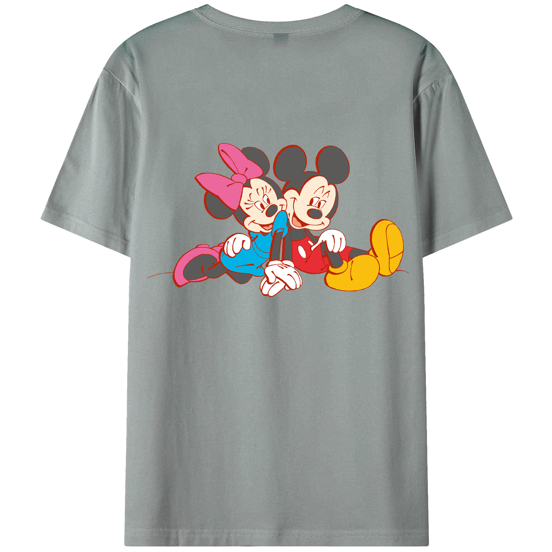 ミッキーマウス Mickey Mouse 綿100％ メンズ半袖Tシャツ（バックプリント） 通気性